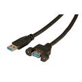 EFB USB3 Kabel A-A -  1,0 m skjøt panel A-A USB skjøtekabel Sort chassis